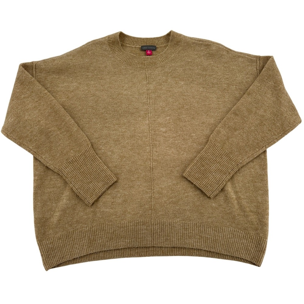 Vince Camuto Men Sweater Camel Tan Knit Crew Neck  Preppy Church Casual  Size M